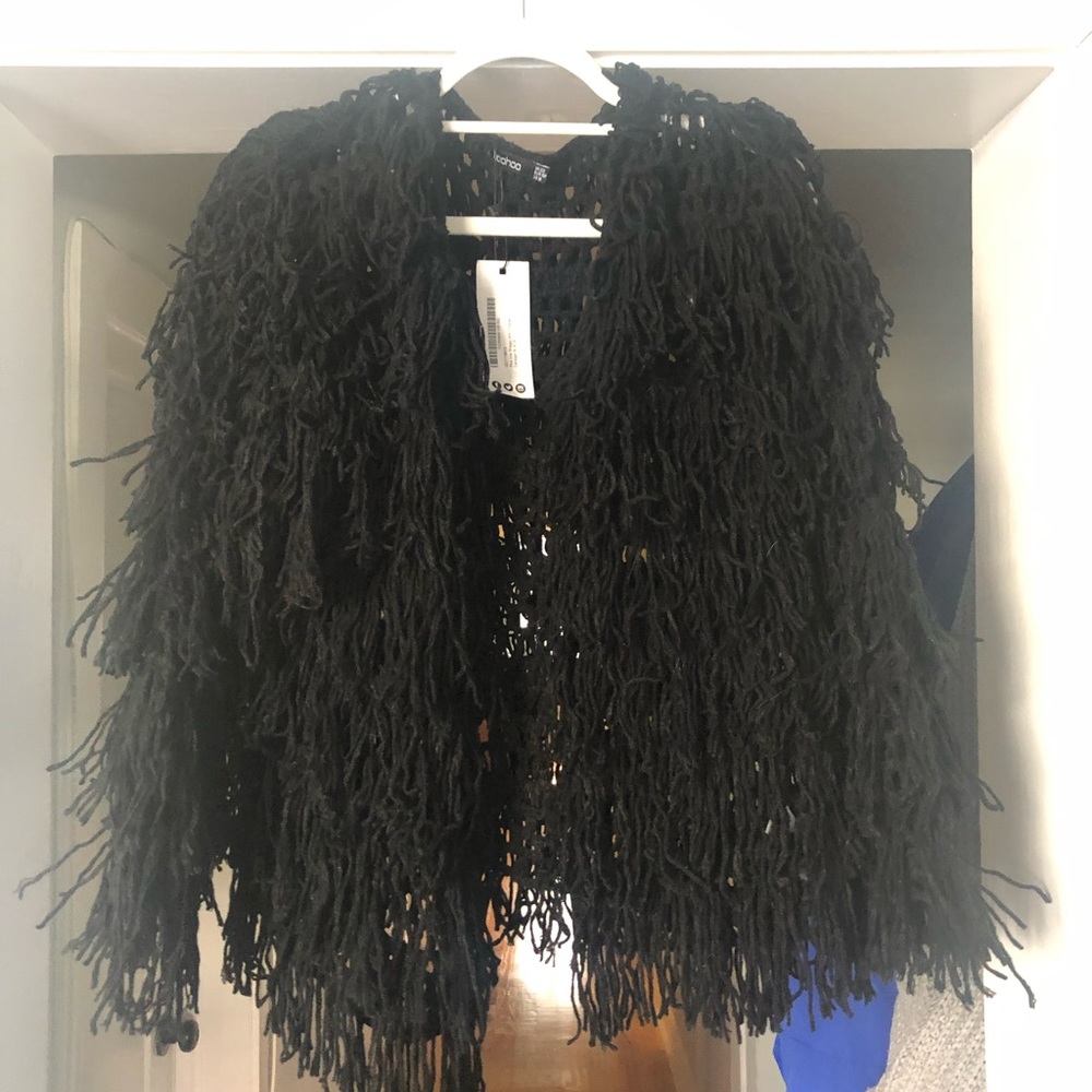 Shaggy black cardigan